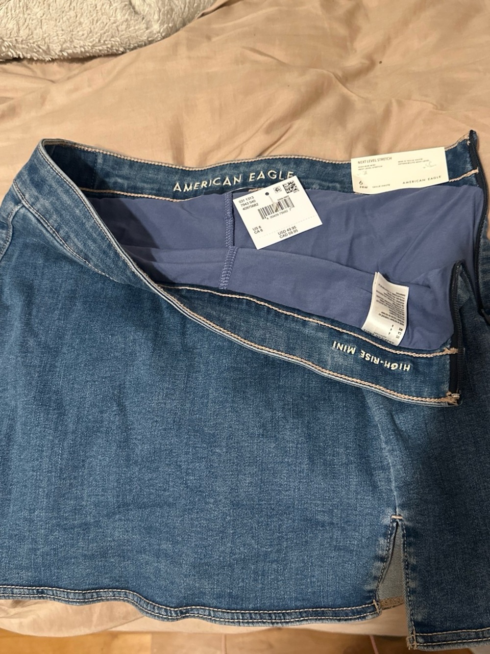 American Eagle Outfitters High-Rise Mini Denim Skort - Blue